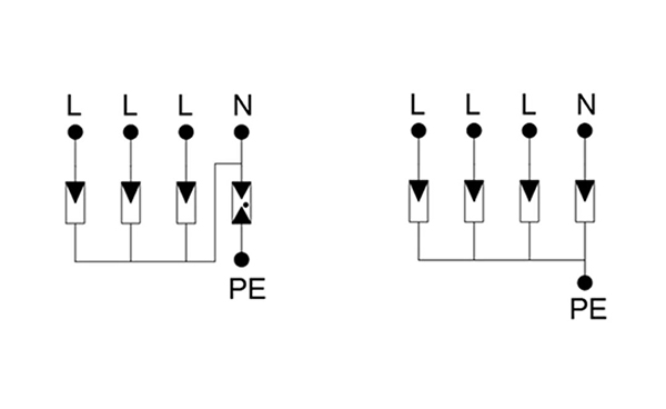 3PN型和4P型浪涌保护器的内部结构 3PN型和4P型浪涌保护器的内部结构