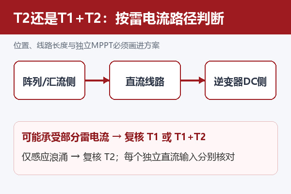 光伏直流侧T2或T1加T2级别与安装位置判断路径 光伏直流侧T2或T1加T2级别与安装位置判断路径