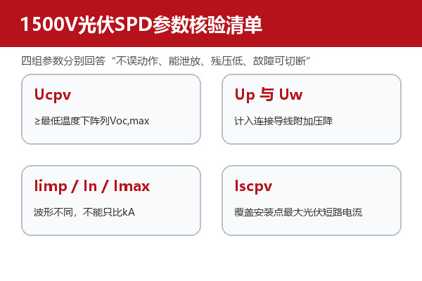 1500V光伏SPD的Ucpv、Up、放电电流与Iscpv核验清单 1500V光伏SPD的Ucpv、Up、放电电流与Iscpv核验清单