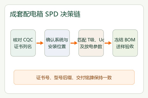 成套配电箱CQC浪涌保护器选型与验收流程图 成套配电箱CQC浪涌保护器选型与验收流程图