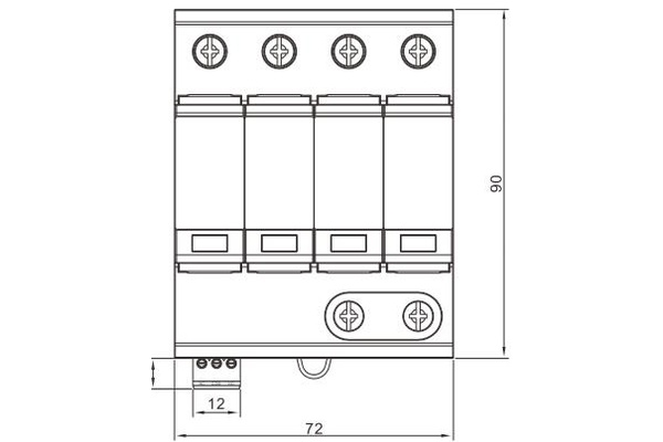 YSPD-25D-760G-R/3P模块安装尺寸示意,用于核对导轨与空间 YSPD-25D-760G-R/3P模块安装尺寸示意,用于核对导轨与空间