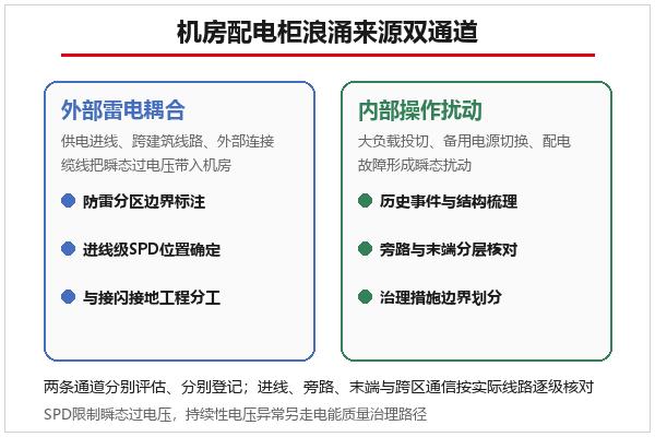 机房配电柜浪涌来源双通道核对示意 机房配电柜浪涌来源双通道核对示意