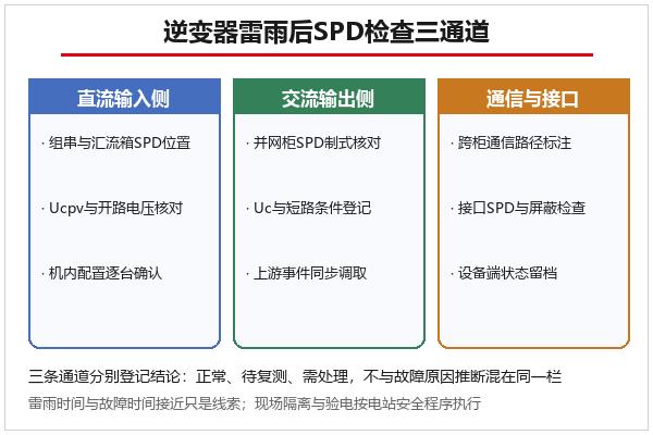 逆变器雷雨后SPD检查三通道流程示意 逆变器雷雨后SPD检查三通道流程示意